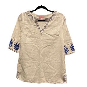 Lilly Pullitzer Linen Blend Embroidered Tunic Top